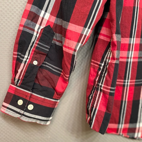 US Polo Assn Shirt XL Mens Long Sleeve Button Down Plaid Stretch Red Black - Picture 10 of 12
